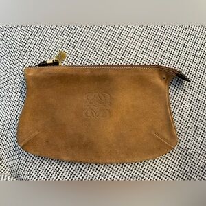 Loewe anagram zip pouch in brown suede